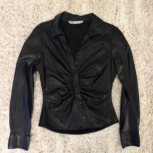 Zara Women's Black Faux Leather Top